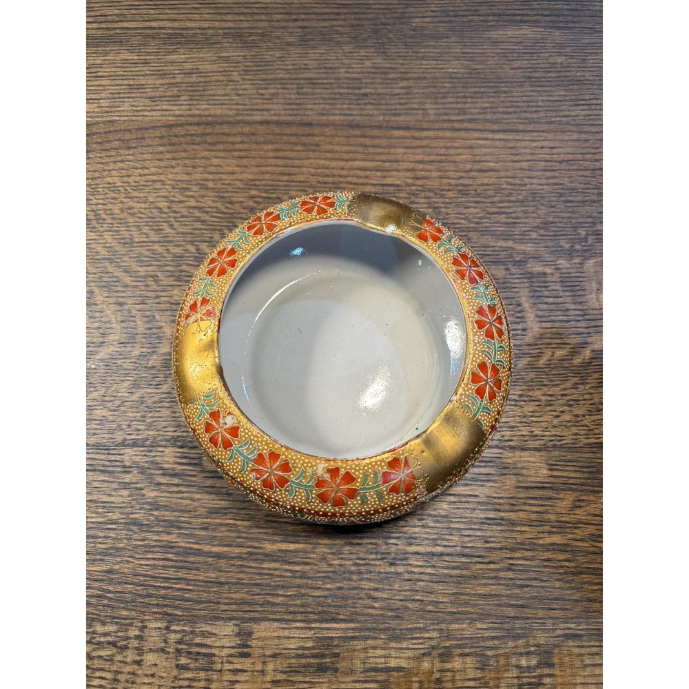 Vintage Hand-Painted Gold Floral Ceramic Ashtray | Mid Century Catchall - Picture 3 of 17